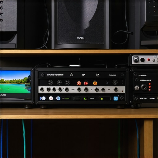 Person inspecting and cleaning streaming equipment in a professional studio environment