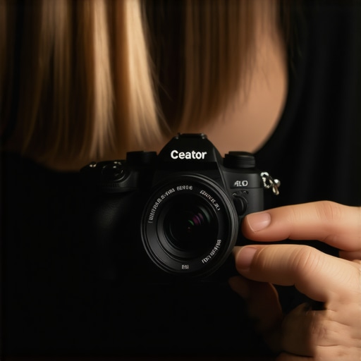 Person cleaning a mirrorless camera sensor with a specialized cleaning kit in a studio environment