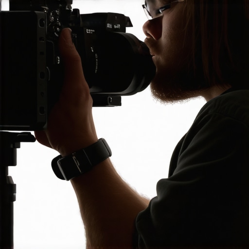 Photographer configuring a mirrorless 4K camera in a studio