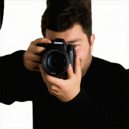 Person adjusting a mirrorless 4K camera with AI autofocus in a bright studio.